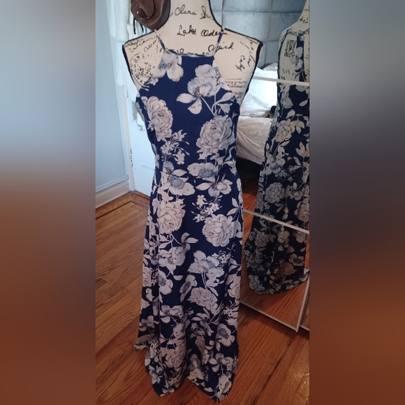 Halter Neck Floral Print Maxi Dress (Pearl Belt Not Included)
